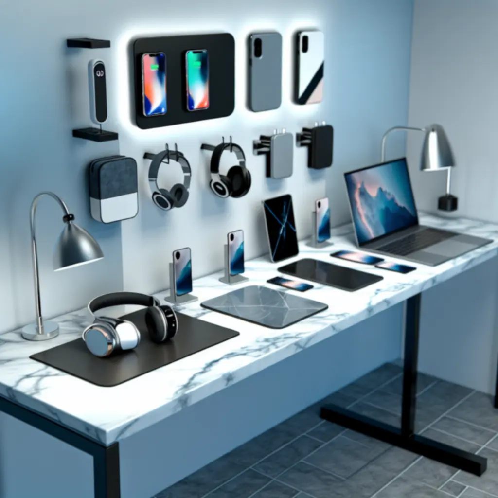 Nowoczesne biurko z akcesoriami elektronicznymi ElectroTechra