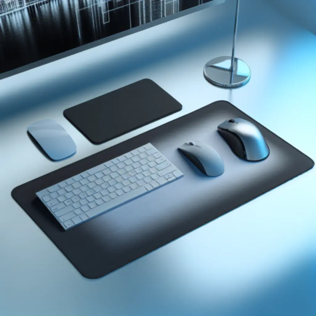 Klawiatura, mysz i podkładka na nowoczesnym biurku