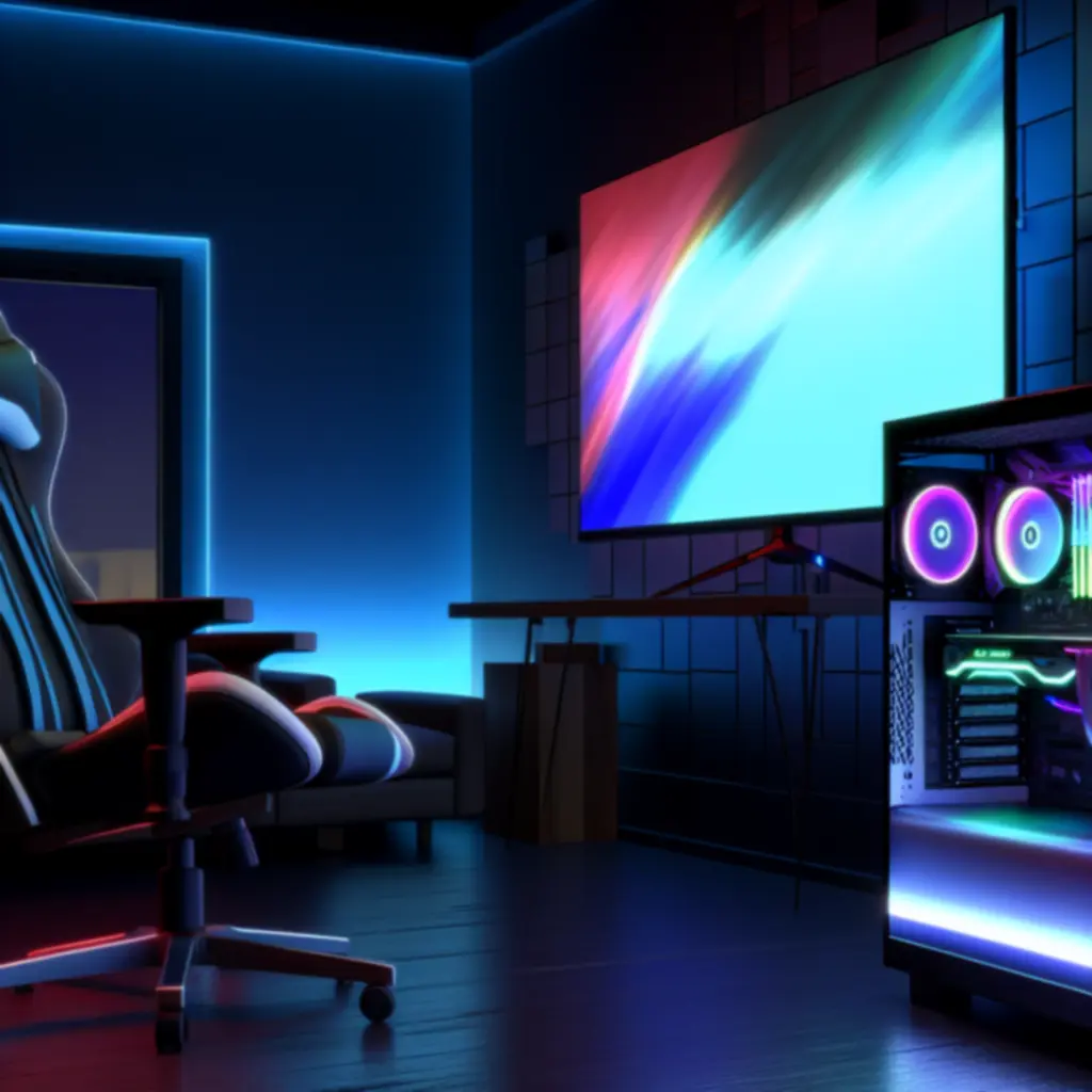Wydajny komputer gamingowy z podświetleniem RGB i monitorem
