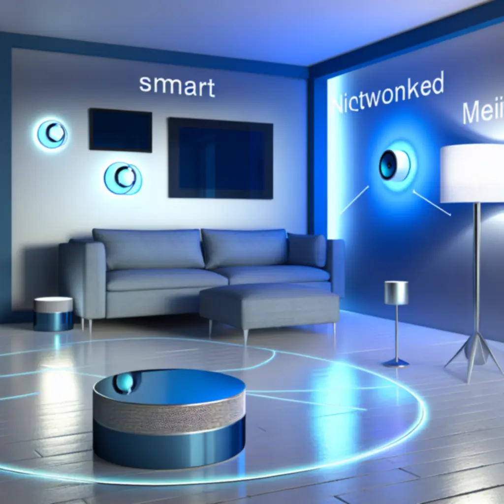 Zestaw urządzeń smart home prezentujących nowoczesne wnętrze